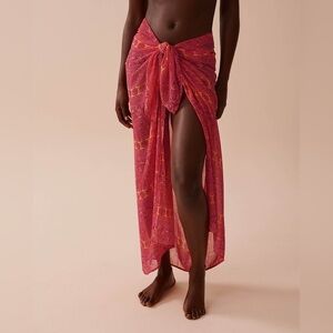 La Vie en Rose Aqua Beach Bikini Swimsuit Coverup Mesh Side Tie Sarong Skirt